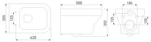Унитаз подвесной  BERGES LEVEL Rimless 50 см сиденье дюропласт Level Slim SO микролифт, быстросъём